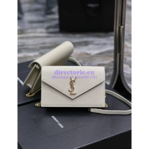 Replica YSL Saint Laurent Cassandre Envelope Chain Wallet In Smooth Leather 743050 Blanc