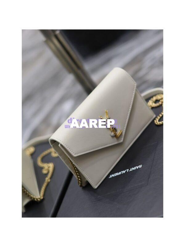 Replica YSL Saint Laurent Cassandre Envelope Chain Wallet In Smooth Leather 743050 Blanc 5