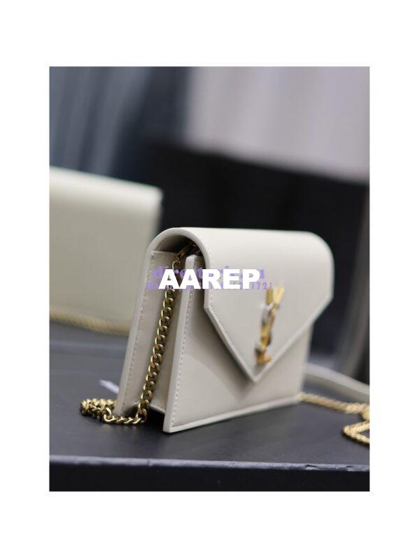 Replica YSL Saint Laurent Cassandre Envelope Chain Wallet In Smooth Leather 743050 Blanc 6