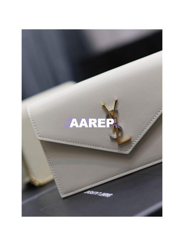 Replica YSL Saint Laurent Cassandre Envelope Chain Wallet In Smooth Leather 743050 Blanc 8