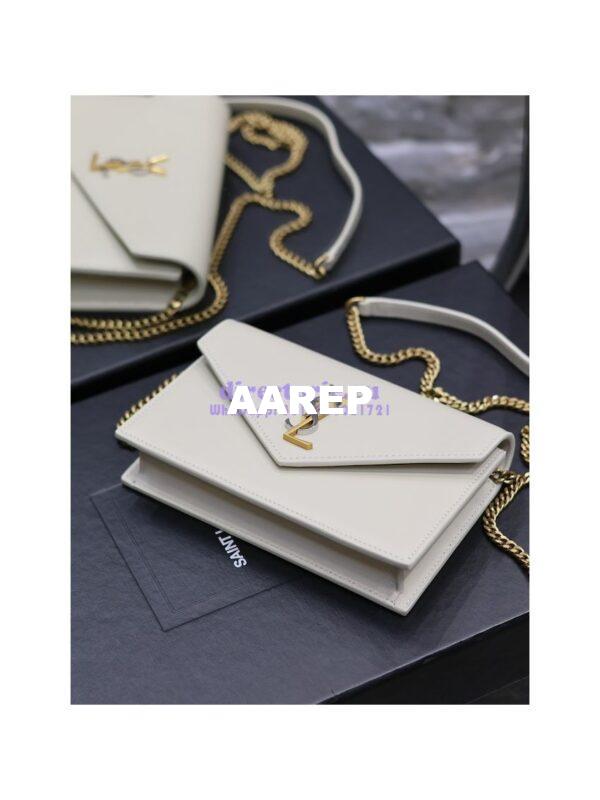 Replica YSL Saint Laurent Cassandre Envelope Chain Wallet In Smooth Leather 743050 Blanc 11