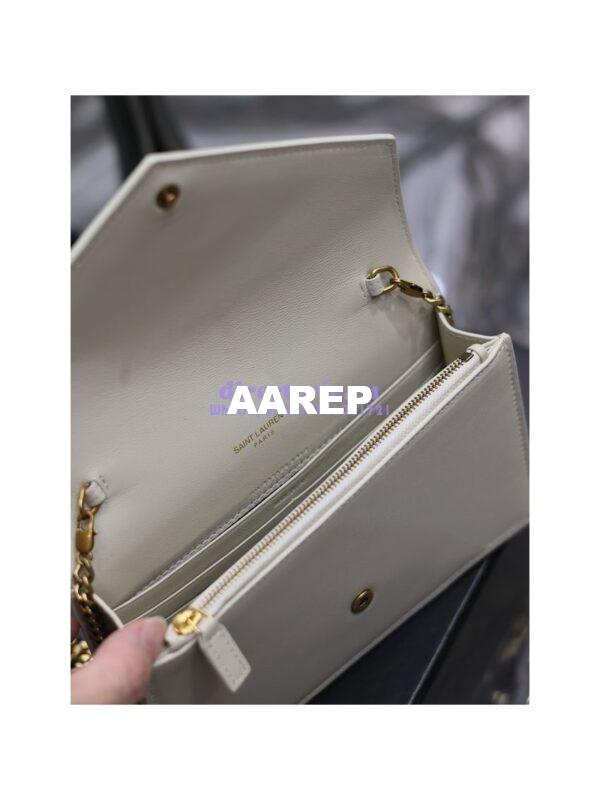 Replica YSL Saint Laurent Cassandre Envelope Chain Wallet In Smooth Leather 743050 Blanc 12