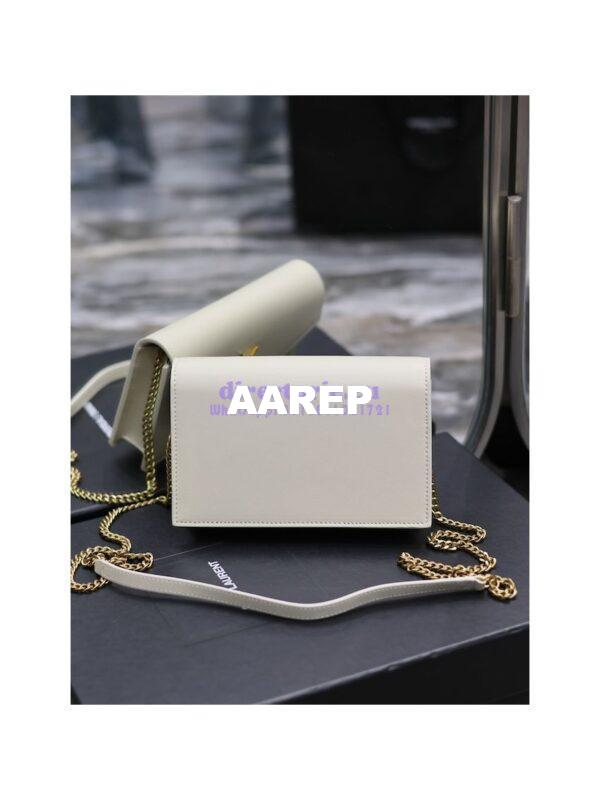Replica YSL Saint Laurent Cassandre Envelope Chain Wallet In Smooth Leather 743050 Blanc 14