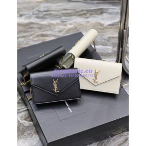 Replica YSL Saint Laurent Cassandre Envelope Chain Wallet In Smooth Leather 743050 Black