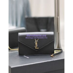 Replica YSL Saint Laurent Cassandre Envelope Chain Wallet In Smooth Leather 743050 Black 2