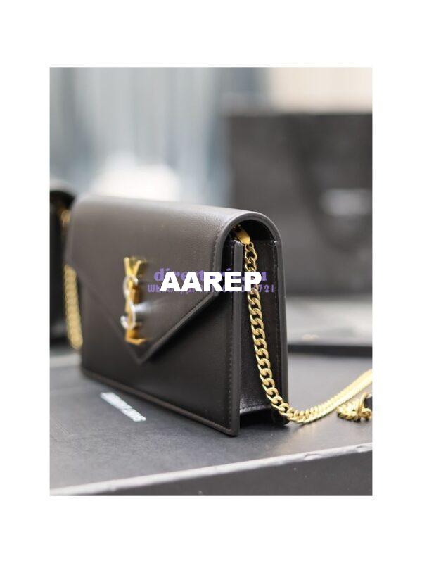 Replica YSL Saint Laurent Cassandre Envelope Chain Wallet In Smooth Leather 743050 Black 6