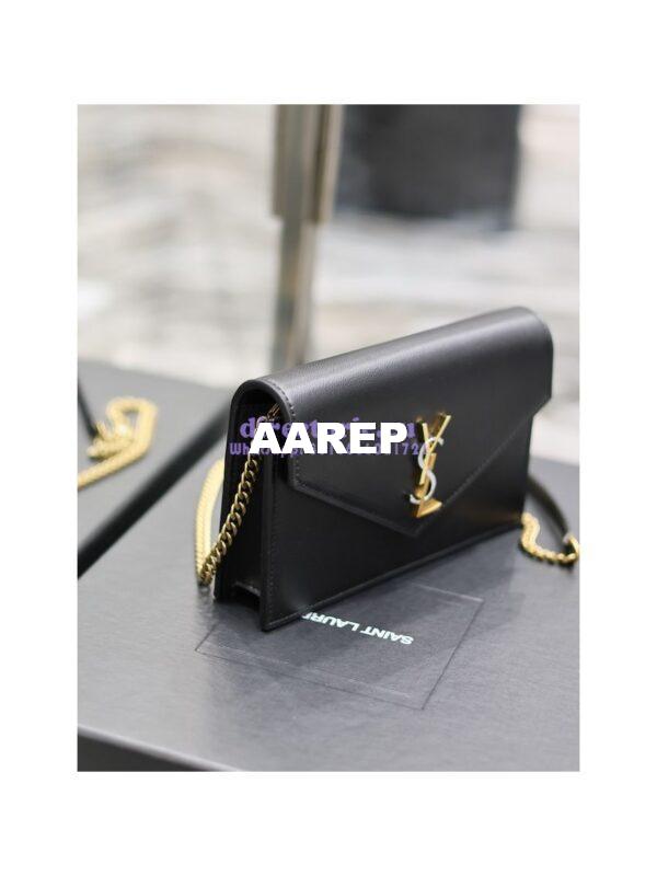 Replica YSL Saint Laurent Cassandre Envelope Chain Wallet In Smooth Leather 743050 Black 7