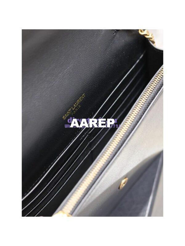 Replica YSL Saint Laurent Cassandre Envelope Chain Wallet In Smooth Leather 743050 Black 13