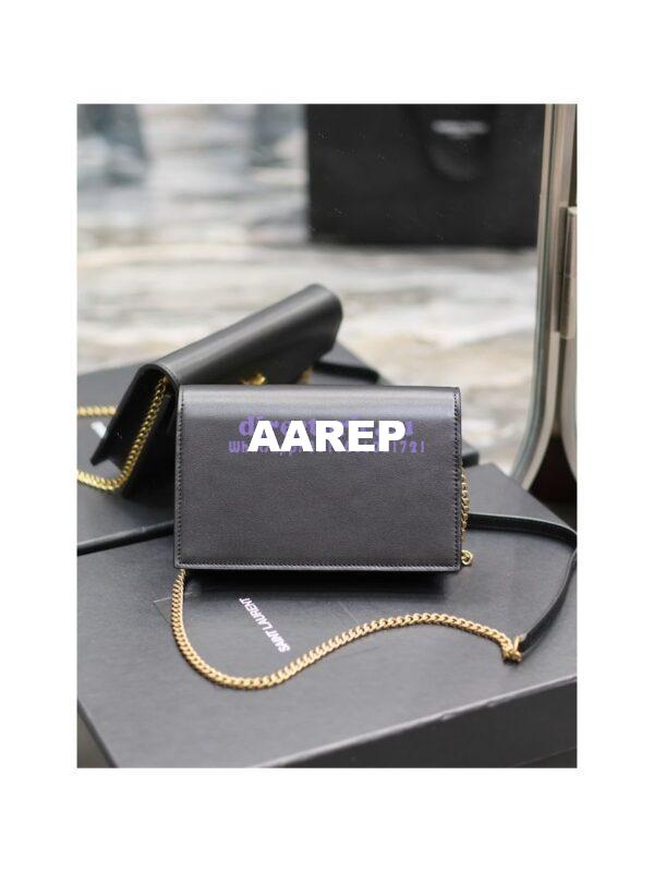 Replica YSL Saint Laurent Cassandre Envelope Chain Wallet In Smooth Leather 743050 Black 14