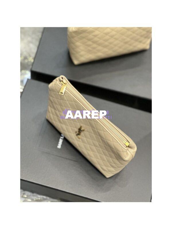 Replica YSL Saint Laurent Gaby Cosmetic Pouch In Quilted Leather 7339551 Beige 6