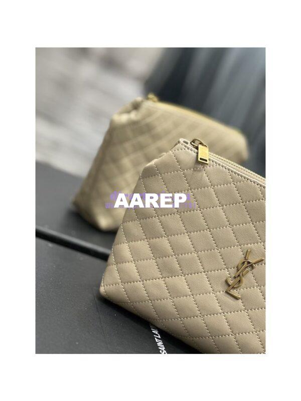 Replica YSL Saint Laurent Gaby Cosmetic Pouch In Quilted Leather 7339551 Beige 7