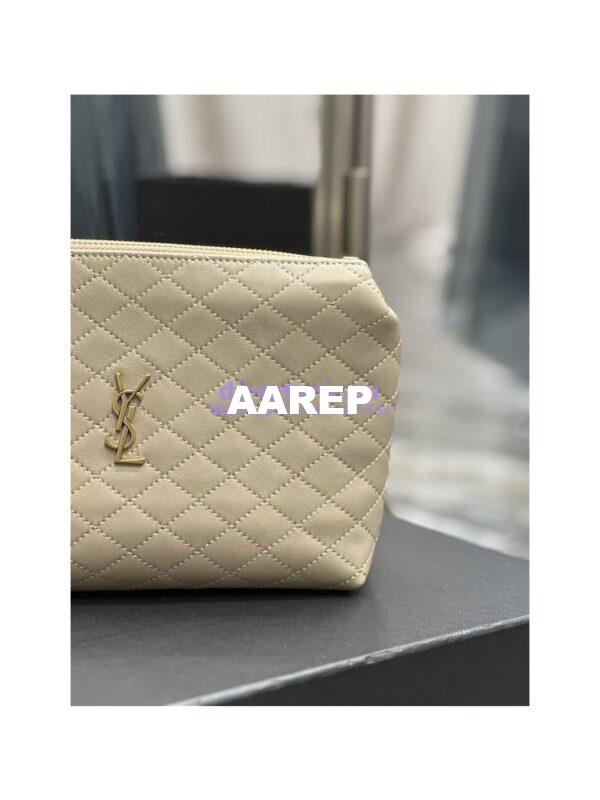 Replica YSL Saint Laurent Gaby Cosmetic Pouch In Quilted Leather 7339551 Beige 8