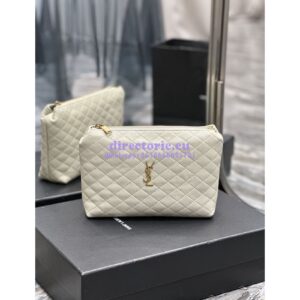 Replica YSL Saint Laurent Gaby Cosmetic Pouch In Quilted Leather 7339551 Blanc