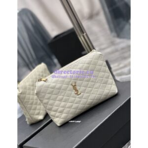 Replica YSL Saint Laurent Gaby Cosmetic Pouch In Quilted Leather 7339551 Blanc 2