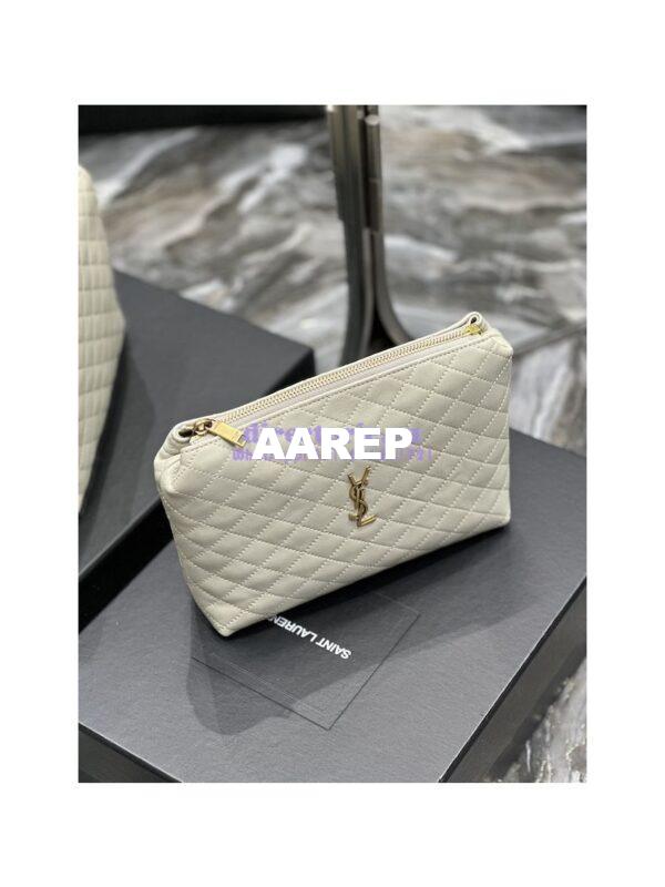 Replica YSL Saint Laurent Gaby Cosmetic Pouch In Quilted Leather 7339551 Blanc 5