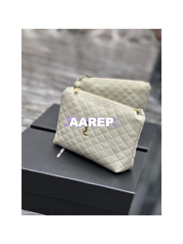 Replica YSL Saint Laurent Gaby Cosmetic Pouch In Quilted Leather 7339551 Blanc 6