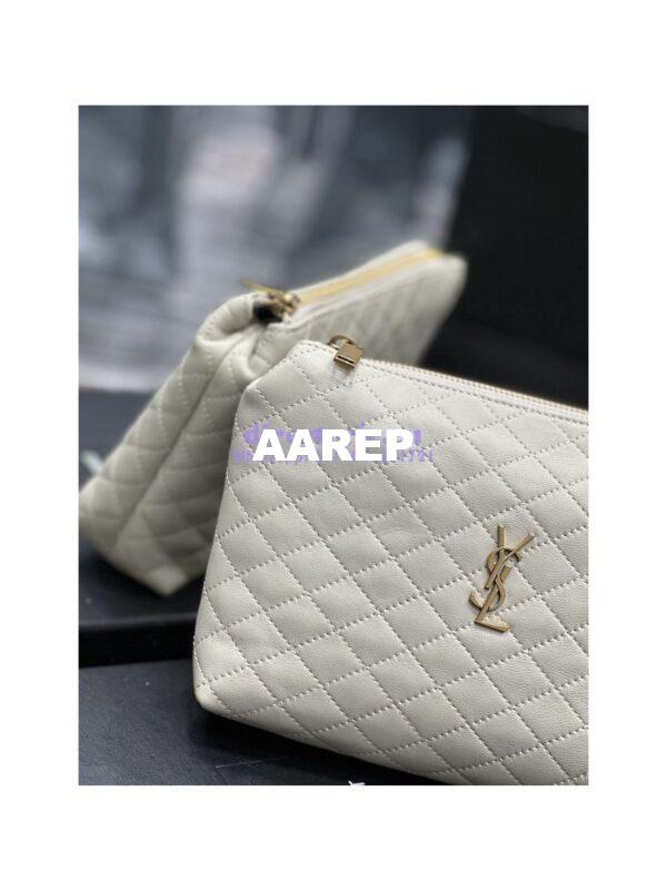 Replica YSL Saint Laurent Gaby Cosmetic Pouch In Quilted Leather 7339551 Blanc 8