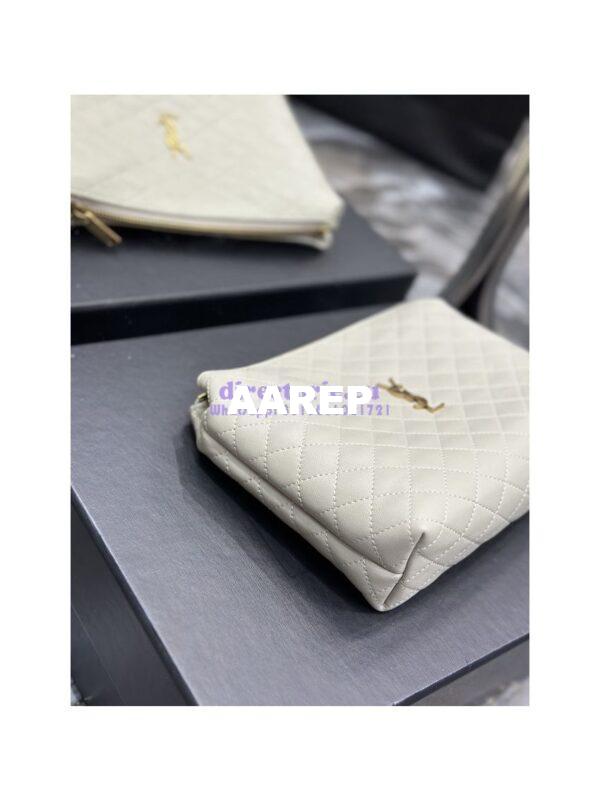 Replica YSL Saint Laurent Gaby Cosmetic Pouch In Quilted Leather 7339551 Blanc 10