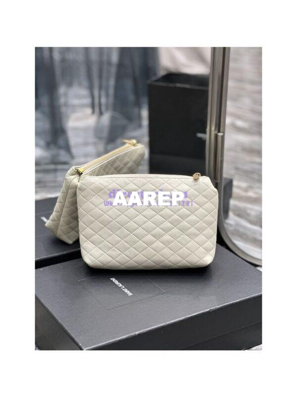 Replica YSL Saint Laurent Gaby Cosmetic Pouch In Quilted Leather 7339551 Blanc 12