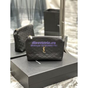 Replica YSL Saint Laurent Gaby Cosmetic Pouch In Quilted Leather 7339551 Black 2