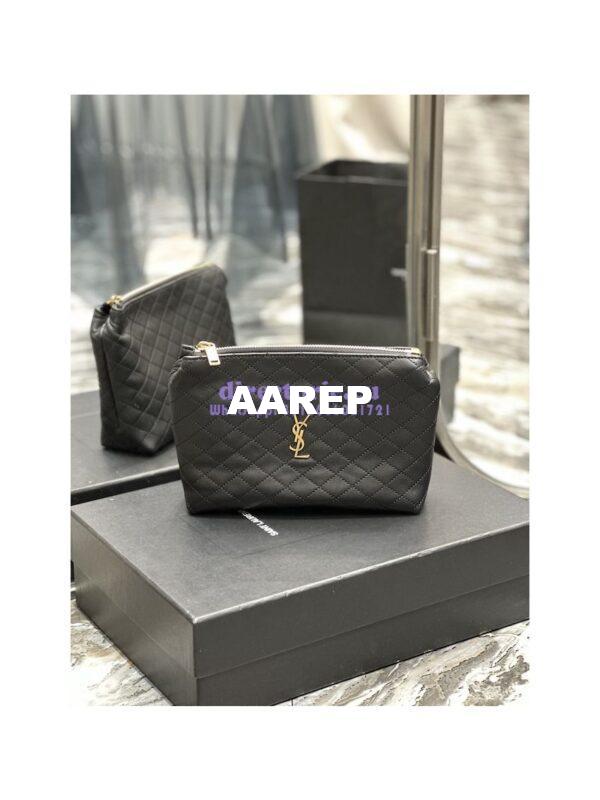 Replica YSL Saint Laurent Gaby Cosmetic Pouch In Quilted Leather 7339551 Black 4
