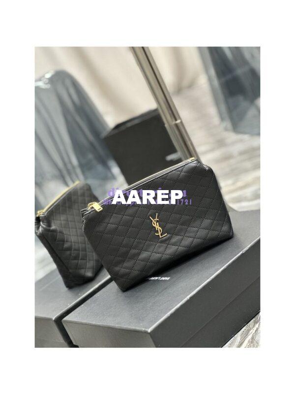Replica YSL Saint Laurent Gaby Cosmetic Pouch In Quilted Leather 7339551 Black 5