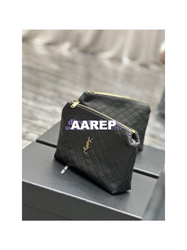 Replica YSL Saint Laurent Gaby Cosmetic Pouch In Quilted Leather 7339551 Black 7