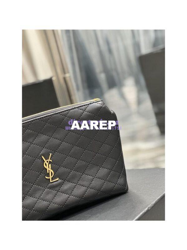 Replica YSL Saint Laurent Gaby Cosmetic Pouch In Quilted Leather 7339551 Black 9