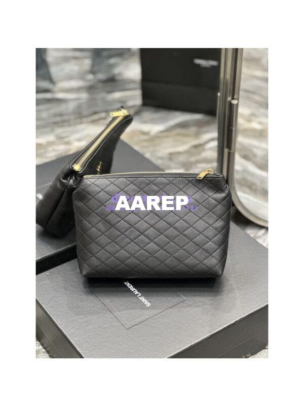 Replica YSL Saint Laurent Gaby Cosmetic Pouch In Quilted Leather 7339551 Black 13