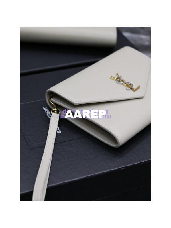 Replica YSL Saint Laurent Cassandre Flap Pouch In Smooth Leather 650858 Blanc 4