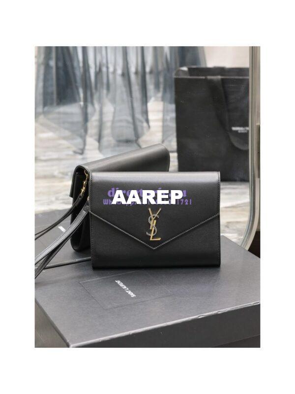 Replica YSL Saint Laurent Cassandre Flap Pouch In Smooth Leather 650858 Black 4