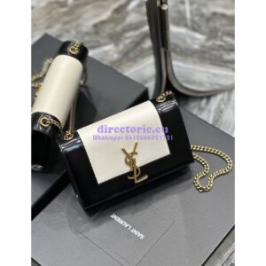Replica YSL Saint Laurent Kate small two-tone leather shoulder bag Lambskin 742580 2