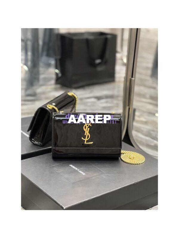 Replica YSL Saint Laurent Kate small chain bag in Patent Calfskin 469390 Black 3