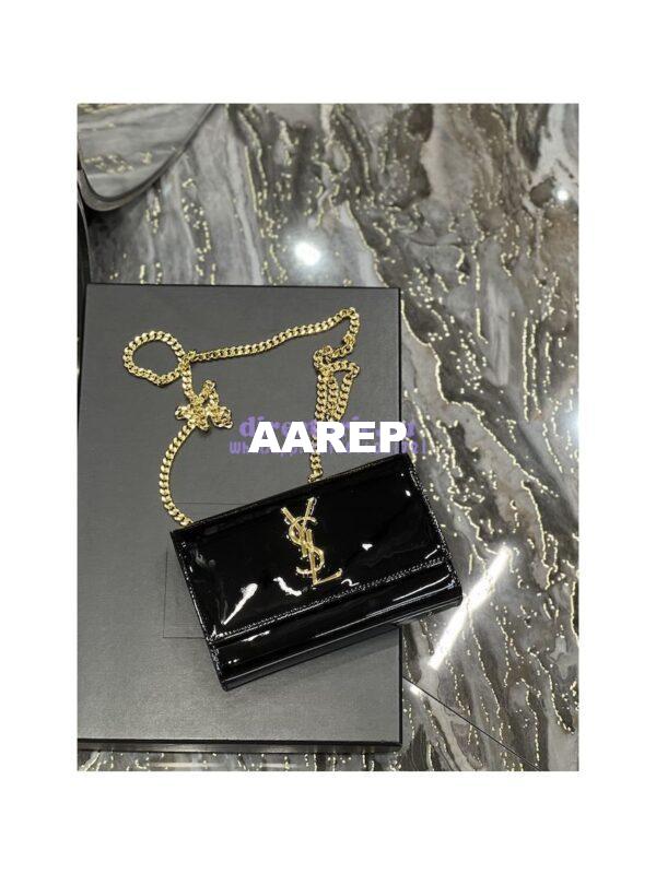 Replica YSL Saint Laurent Kate small chain bag in Patent Calfskin 469390 Black 6