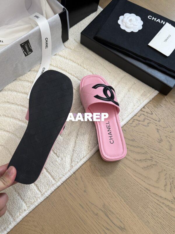 Replica Chanel Vintage CC Quilted Cambon Slide Sandals in Pink Leather 8