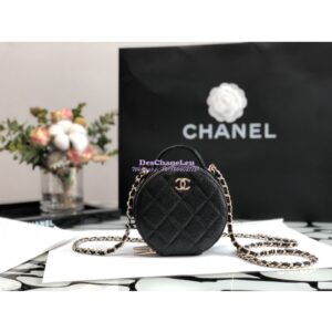 Replica Chanel 22C Round Mini Vanity with Top Handle in Black Caviar AP2502