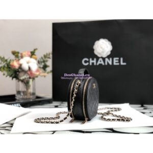 Replica Chanel 22C Round Mini Vanity with Top Handle in Black Caviar AP2502 2