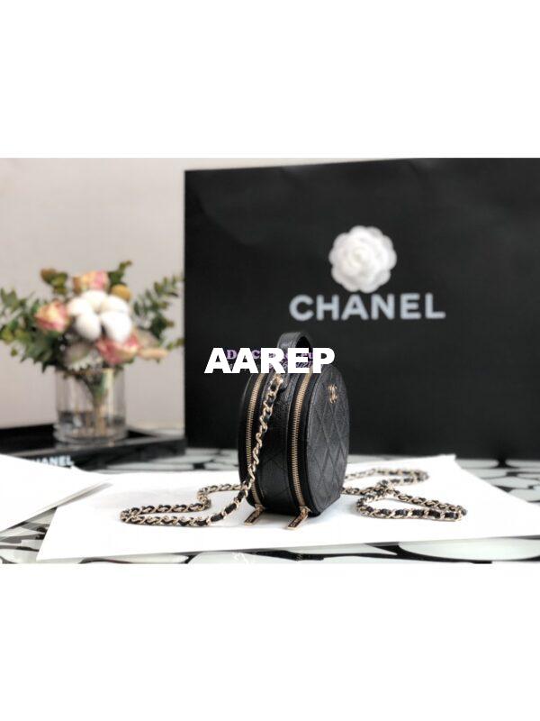 Replica Chanel 22C Round Mini Vanity with Top Handle in Black Caviar AP2502 4