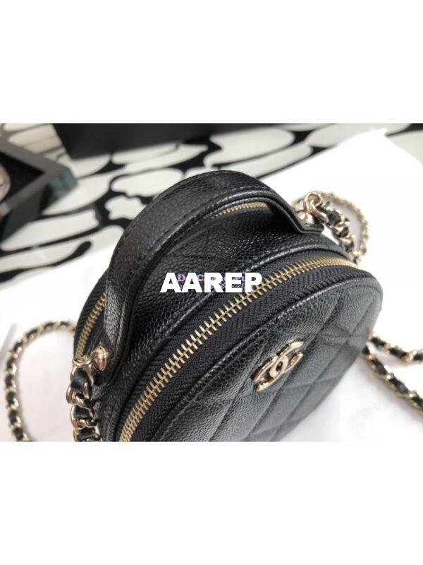 Replica Chanel 22C Round Mini Vanity with Top Handle in Black Caviar AP2502 5