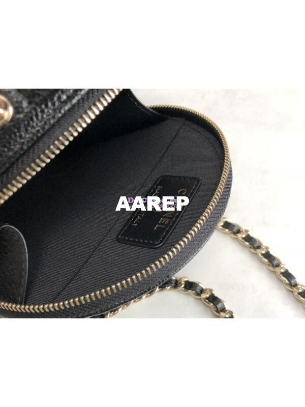 Replica Chanel 22C Round Mini Vanity with Top Handle in Black Caviar AP2502 10