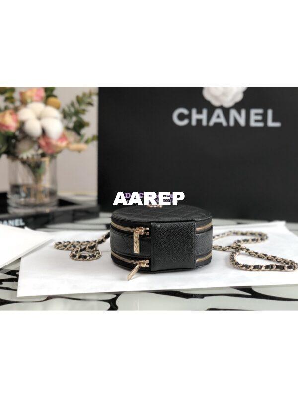 Replica Chanel 22C Round Mini Vanity with Top Handle in Black Caviar AP2502 11