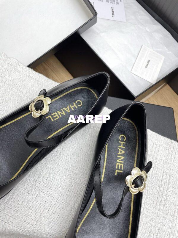 Replica Chanel 25SS Mary Janes Lambskin and Clover Clasp G46377 Black 5