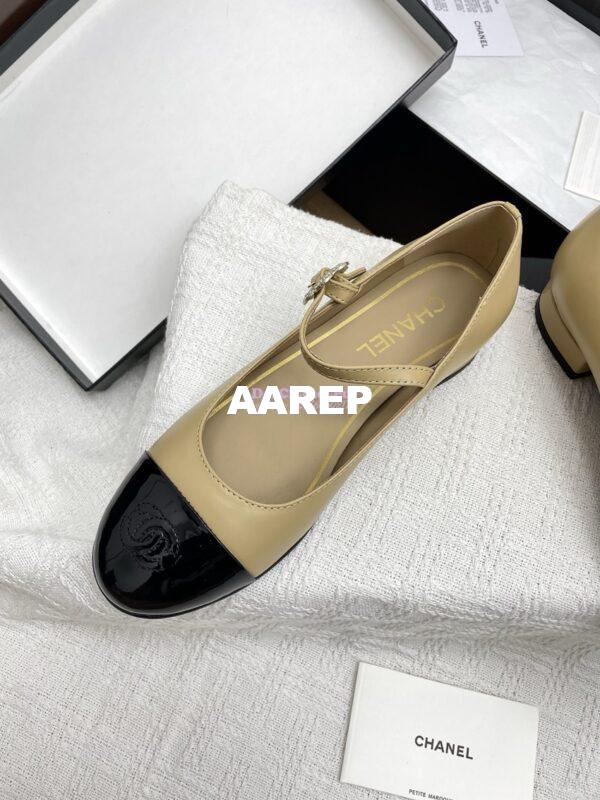 Replica Chanel 25SS Mary Janes Lambskin and Clover Clasp G46377 Beige 6