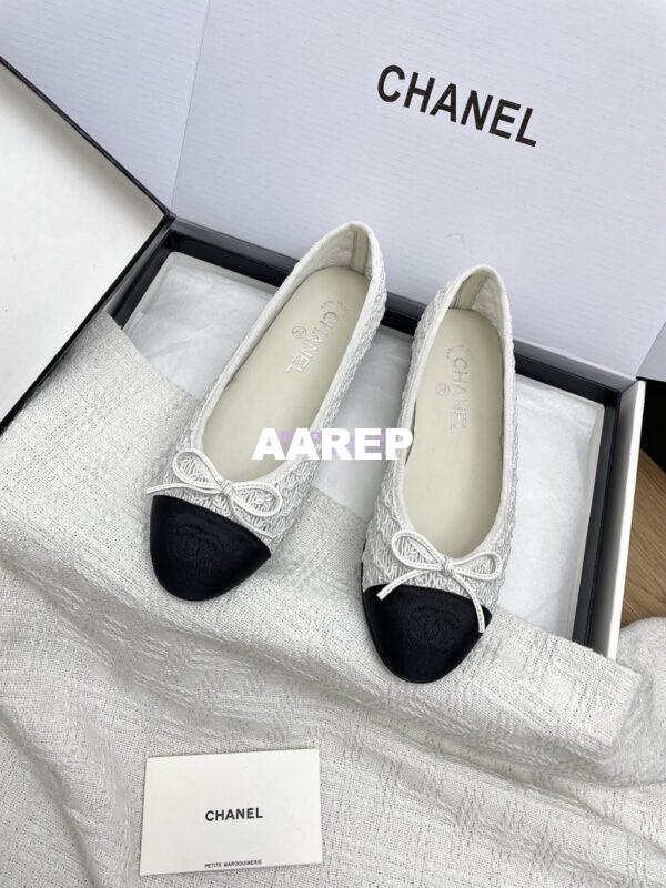 Replica Chanel 25P New Ballerina Embroidery & Grosgrain G02819 White
