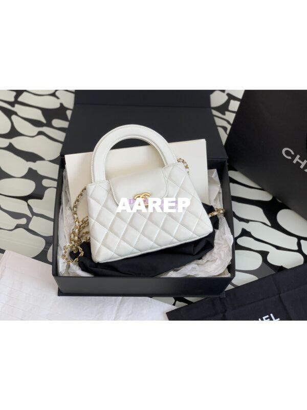 Replica Chanel Mini Shopping Bag Shiny Agen Calfskin AS4416 White 4