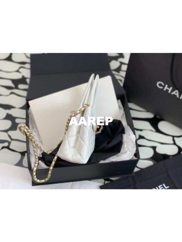 Replica Chanel Mini Shopping Bag Shiny Agen Calfskin AS4416 White 6