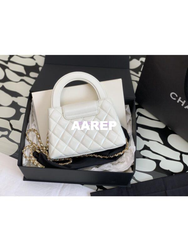 Replica Chanel Mini Shopping Bag Shiny Agen Calfskin AS4416 White 7