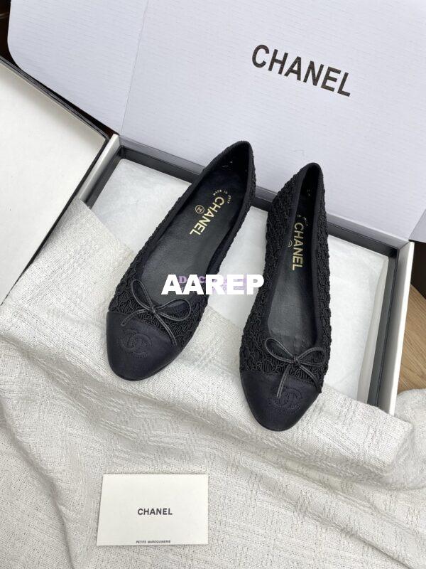 Replica Chanel 25P New Ballerina Embroidery & Grosgrain G02819 Black 3