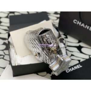 Replica Chanel Flap Bag & Star Coin Purse Mirror Calfskin Metallic Calfskin AS4648 Silver 2