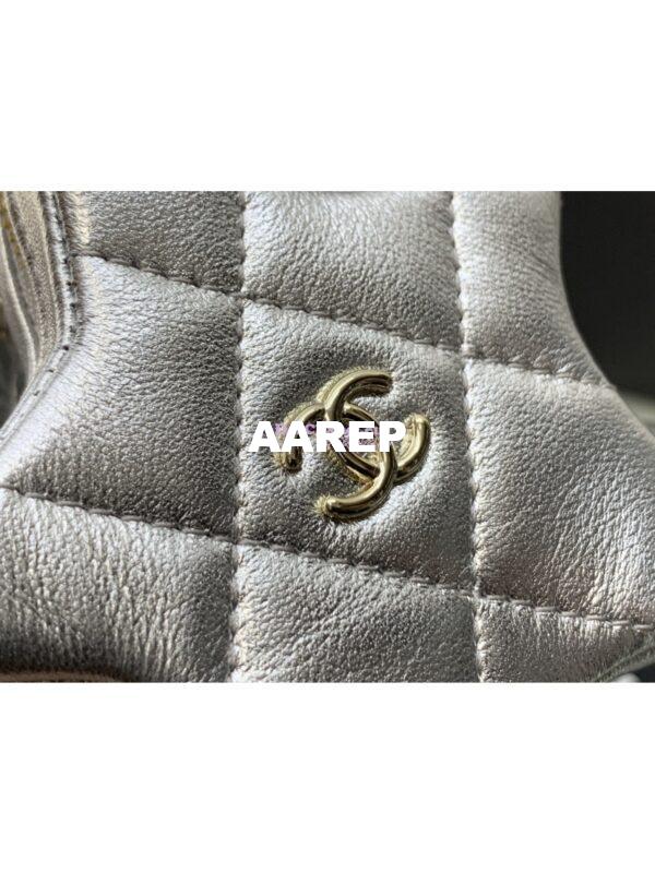 Replica Chanel Flap Bag & Star Coin Purse Mirror Calfskin Metallic Calfskin AS4648 Silver 4
